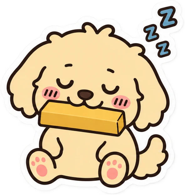 Schiffy, asleep on his gold bar